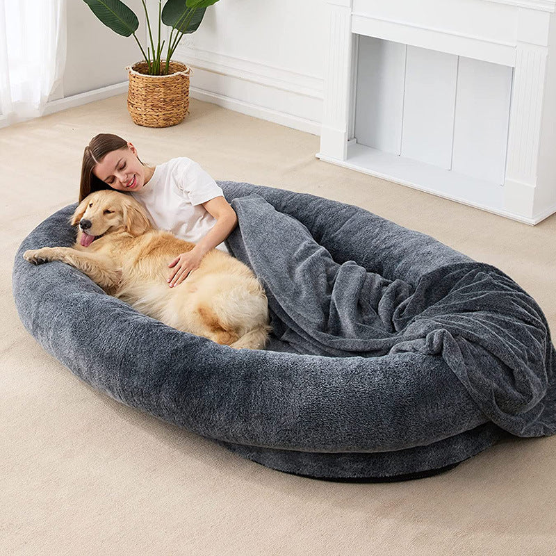 Large Human-Size Plush Dog Bed